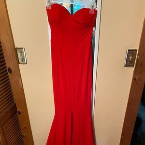 Red long flowy gown